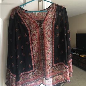 Joie Sheer paisley long sleeve blouse
